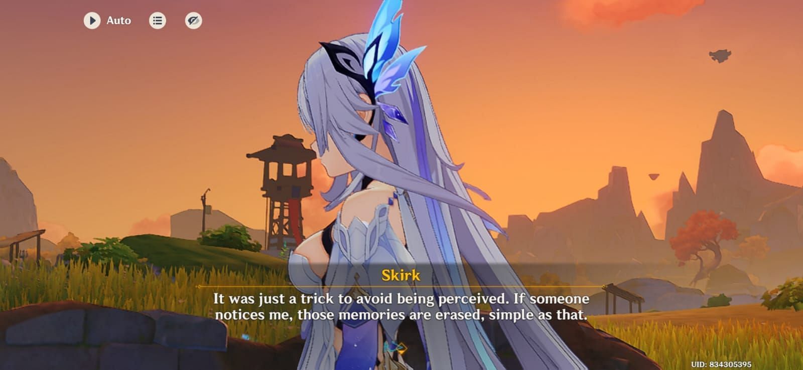 Skirk ensures her presence isn't memorised by the common people of Teyvat (Image via HoYoverse)